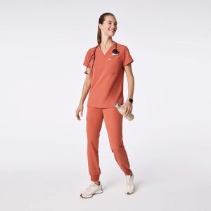 FIGS Catarina One Pocket scrub Top (Just Top) in Terracotta Size XXS